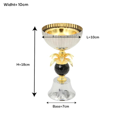 Luxury Metal Bakhoor Burner with Crystal Base & Decorative Gold Detailing – Oud Incense Burner for Home Fragrance & Majlis (18H x 10L x 10W CM) - Damoo