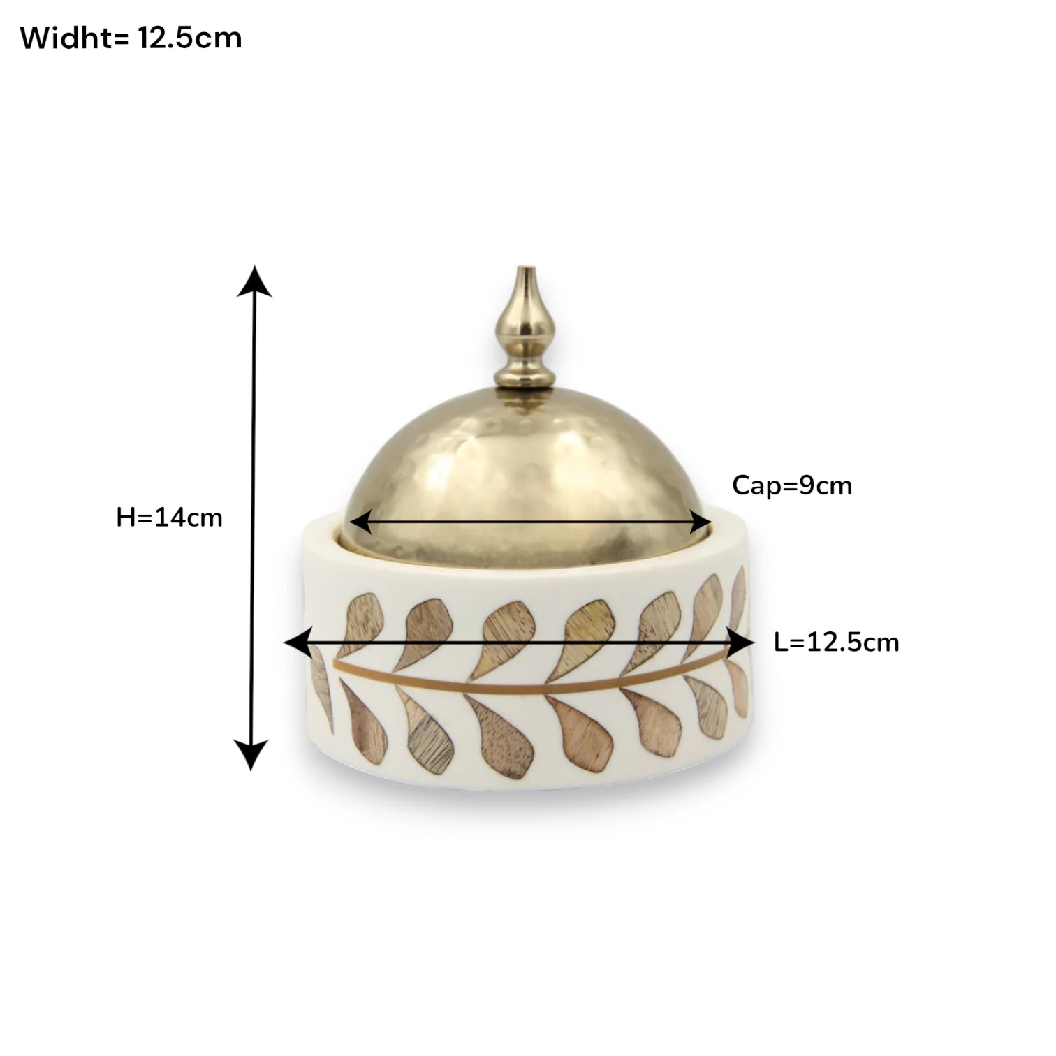 Decorative Bakhoor Burner with Lid & Metal Bowl – Oud Incense Burner for Home & Majlis Decor (14H x 12.5L x 12.5W CM) - Damoo