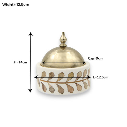 Decorative Bakhoor Burner with Lid & Metal Bowl – Oud Incense Burner for Home & Majlis Decor (14H x 12.5L x 12.5W CM) - Damoo