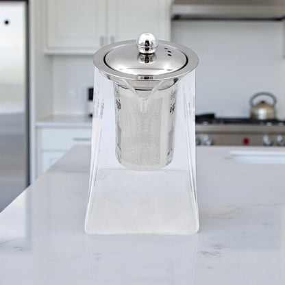 Arabic Coffee Glass Kettle with Stainless Steel Filter – Heat Resistant Borosilicate Pitcher for Tea & Coffee Brewing – Detachable Fine Mesh Infuser – Gas & Electric Safe – Premium Café Serving Pot