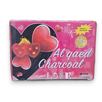 Premium Al Qaed Heart Charcoal – 50MM Big Size Quick-Light Long Lasting Charcoal for Bakhoor & Incense | 20 Pieces | Love Heart Shaped