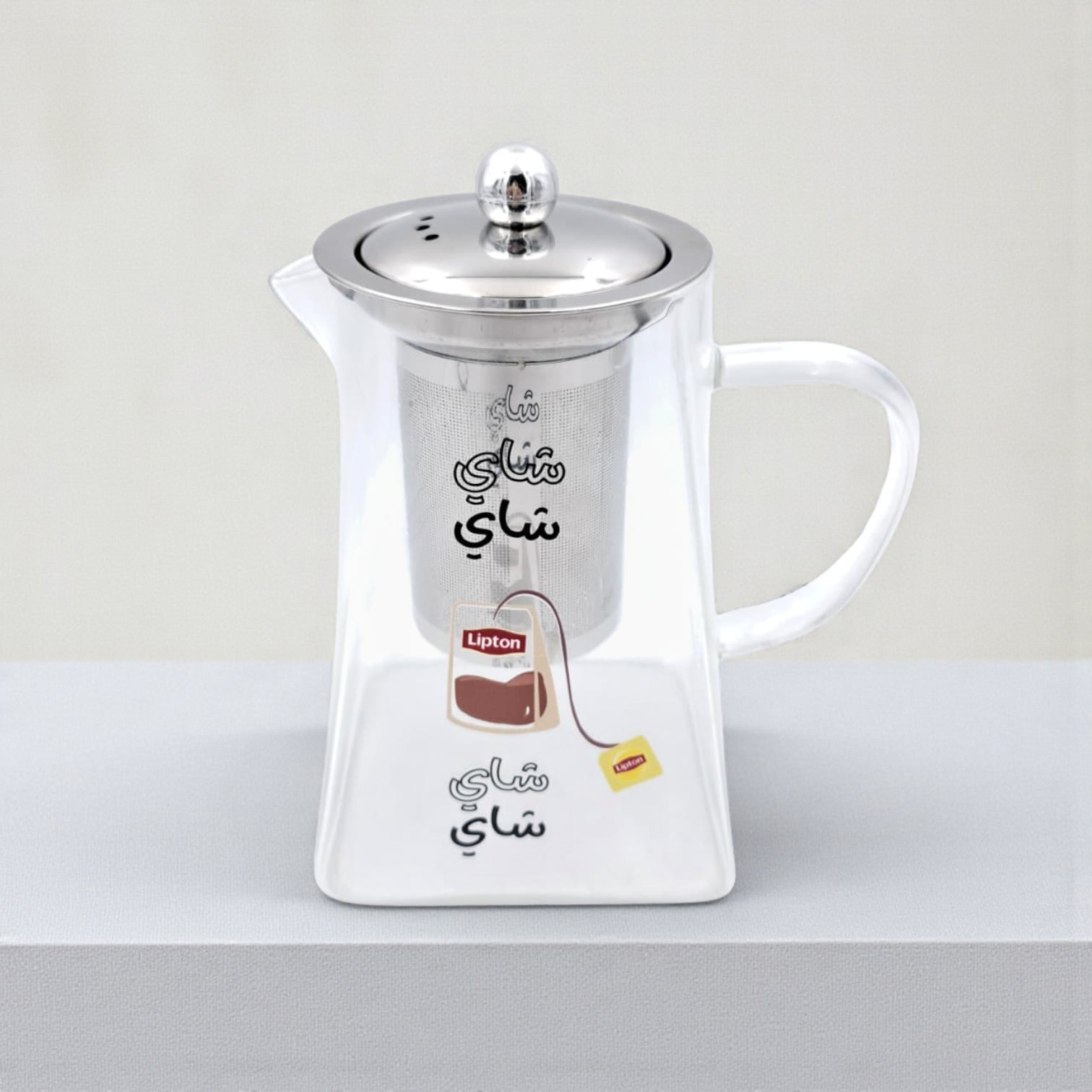 إبريق شاي ليبتون ديزاين من زجاج البورسليكات مع مصفاة من الفولاذ المقاوم للصدأ | غلاية شفافة مقاومة للحرارة سعة 1500 مل للشاي السائب وأكياس الشاي | مقبض عصري وفوهة سهلة الصب