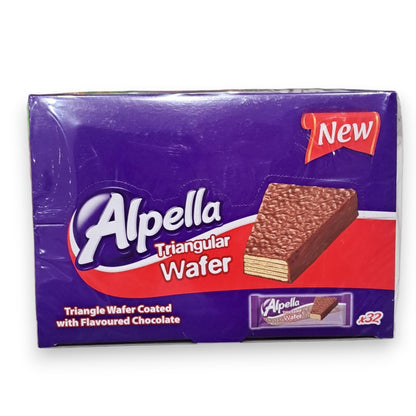 Ulker Alpella Triangular Milk Chocolate Wafer | Crunchy Layered Wafer Coated in Smooth Chocolate | 32-Pack Family Snack Box | 576g