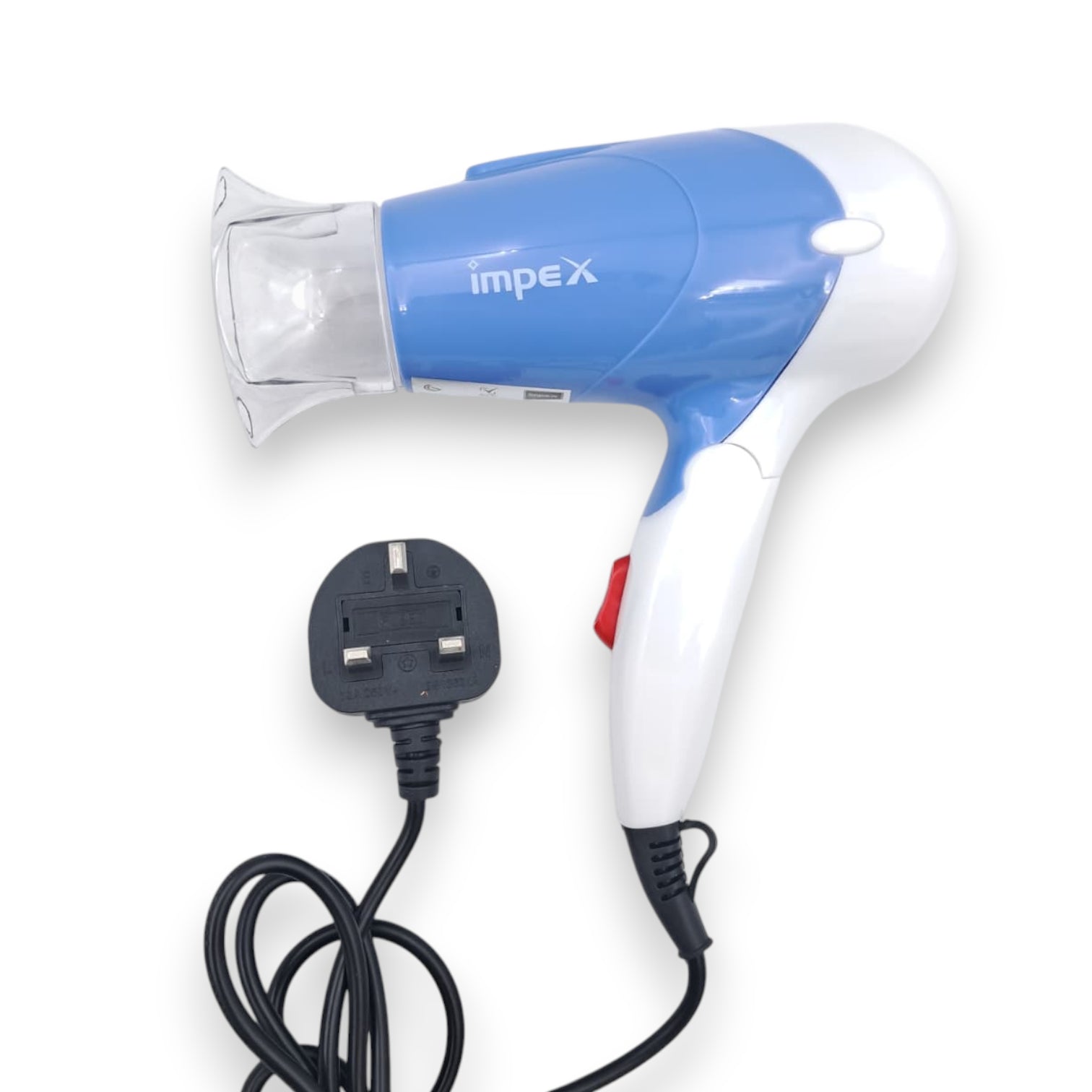 Impex Travel Hair Dryer HD1K4 | 1250W Quick-Dry Power | Foldable Handle | Dual Heat Settings | Cool Air Function | Lightweight & Compact | Smooth-Finish Concentrator | Overheat Protection