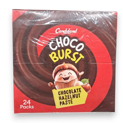 Candyland Choco Burst – Chocolate Hazelnut Paste Snack | 24 Mini Packs | Creamy Hazelnut Filling | Kids Treat & On-The-Go Snack - Damoo