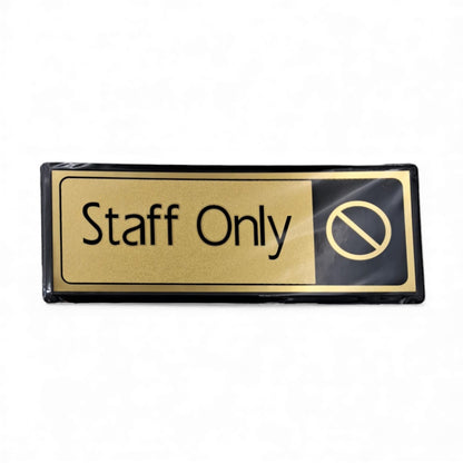 Golden “Staff Only” Door Sticker – Premium Gold & Black Vinyl Sign for Offices, Stores, Restaurants & Restricted Areas (11×28 cm) - Damoo