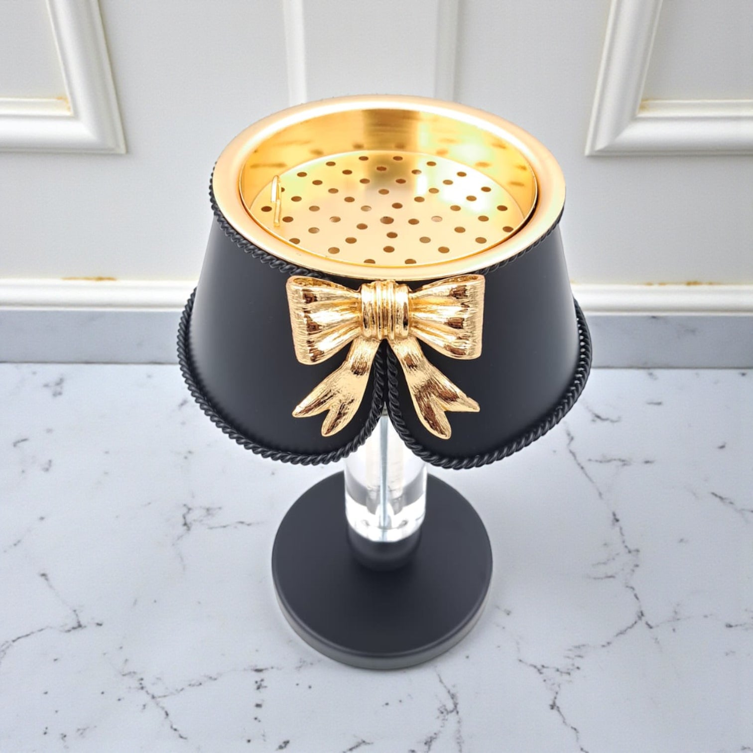 Palermo Luxury Decorative Bakhoor Burner Lamp – Elegant Home Incense Stand with Bow Design & Premium Craft Detailing - Damoo