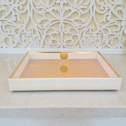 Luxury Decorative Serving Tray with Lid – Ottoman Style Elegant Display & Multipurpose Home Organizer - Damoo