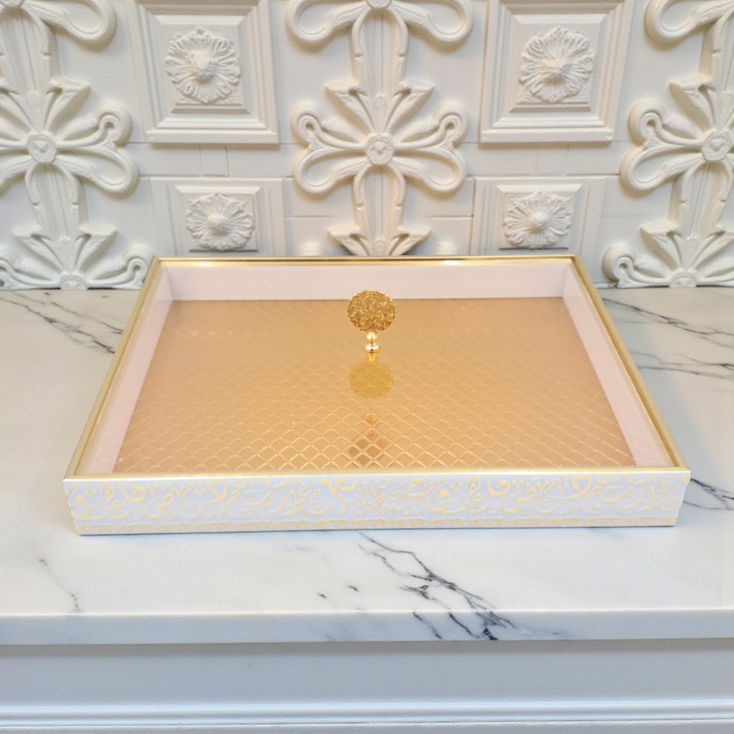 Luxury Decorative Serving Tray with Lid – Ottoman Style Elegant Display & Multipurpose Home Organizer - Damoo
