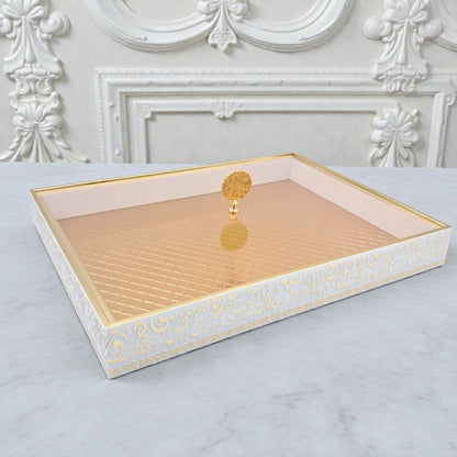 Luxury Decorative Serving Tray with Lid – Ottoman Style Elegant Display & Multipurpose Home Organizer - Damoo