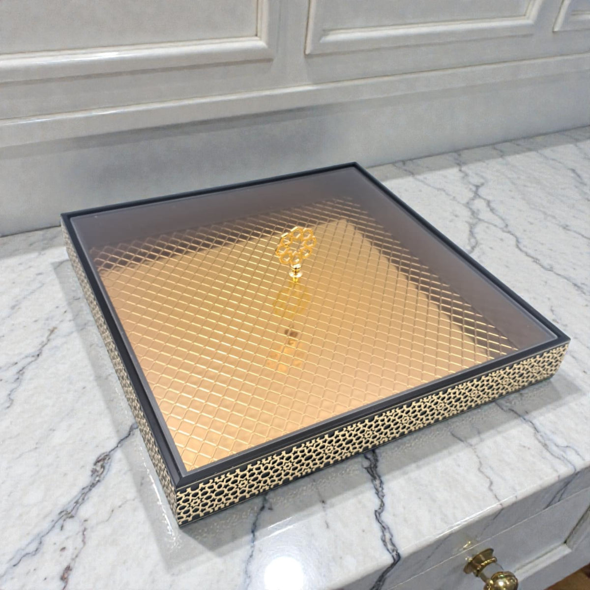 Otantik Luxury Decorative Serving Tray with Lid – Premium Home, Coffee Table & Dining Display Tray for Elegant Entertaining - Damoo