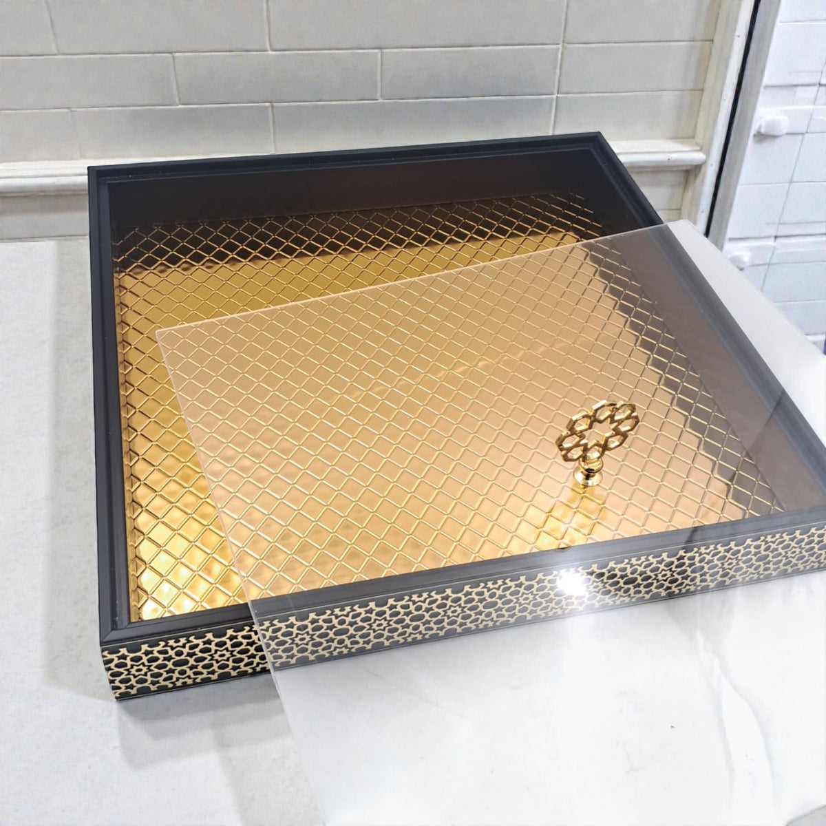 Otantik Luxury Decorative Serving Tray with Lid – Premium Home, Coffee Table & Dining Display Tray for Elegant Entertaining - Damoo