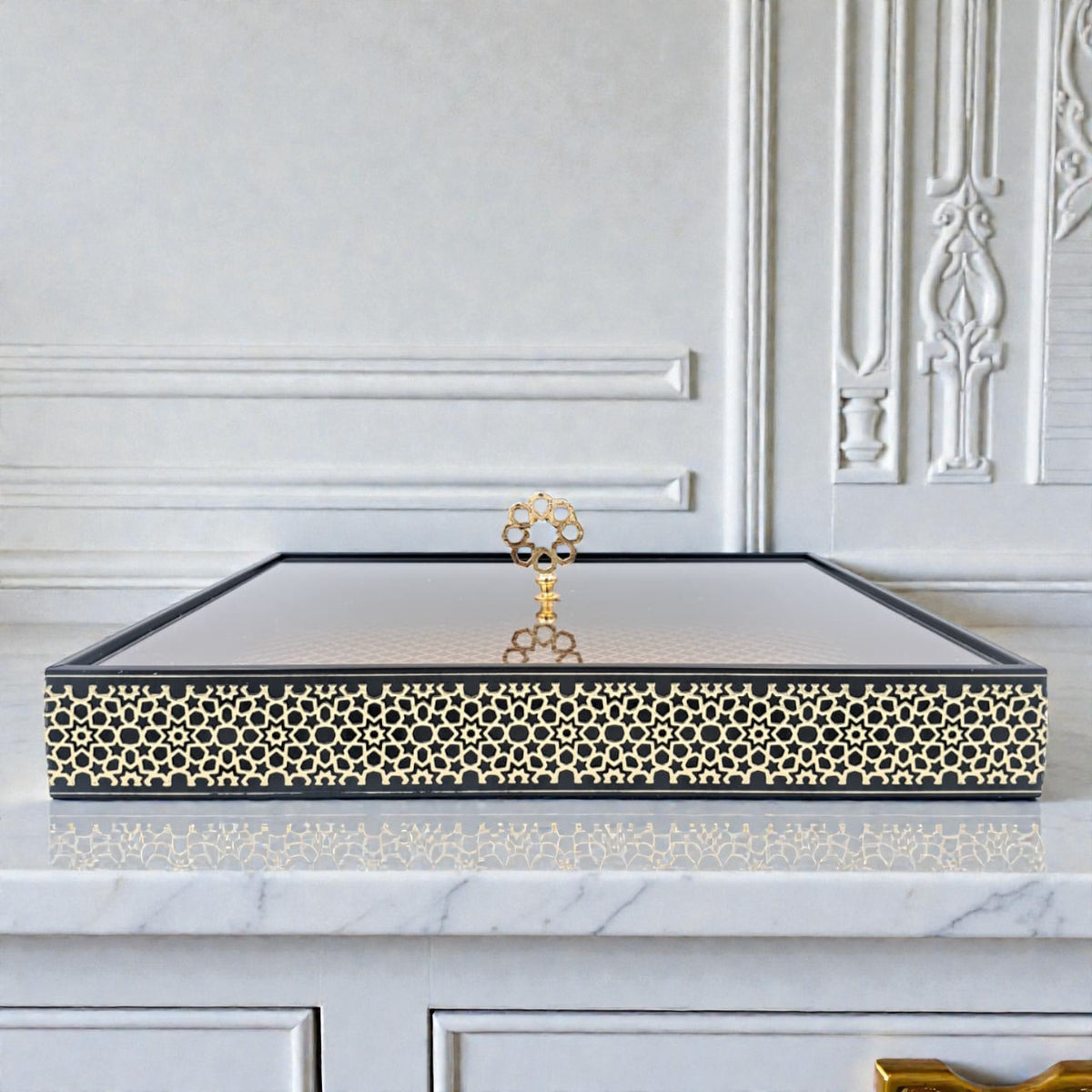 Otantik Luxury Decorative Serving Tray with Lid – Premium Home, Coffee Table & Dining Display Tray for Elegant Entertaining - Damoo