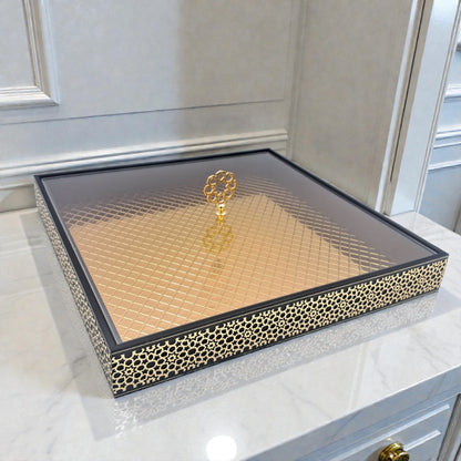 Otantik Luxury Decorative Serving Tray with Lid – Premium Home, Coffee Table & Dining Display Tray for Elegant Entertaining - Damoo