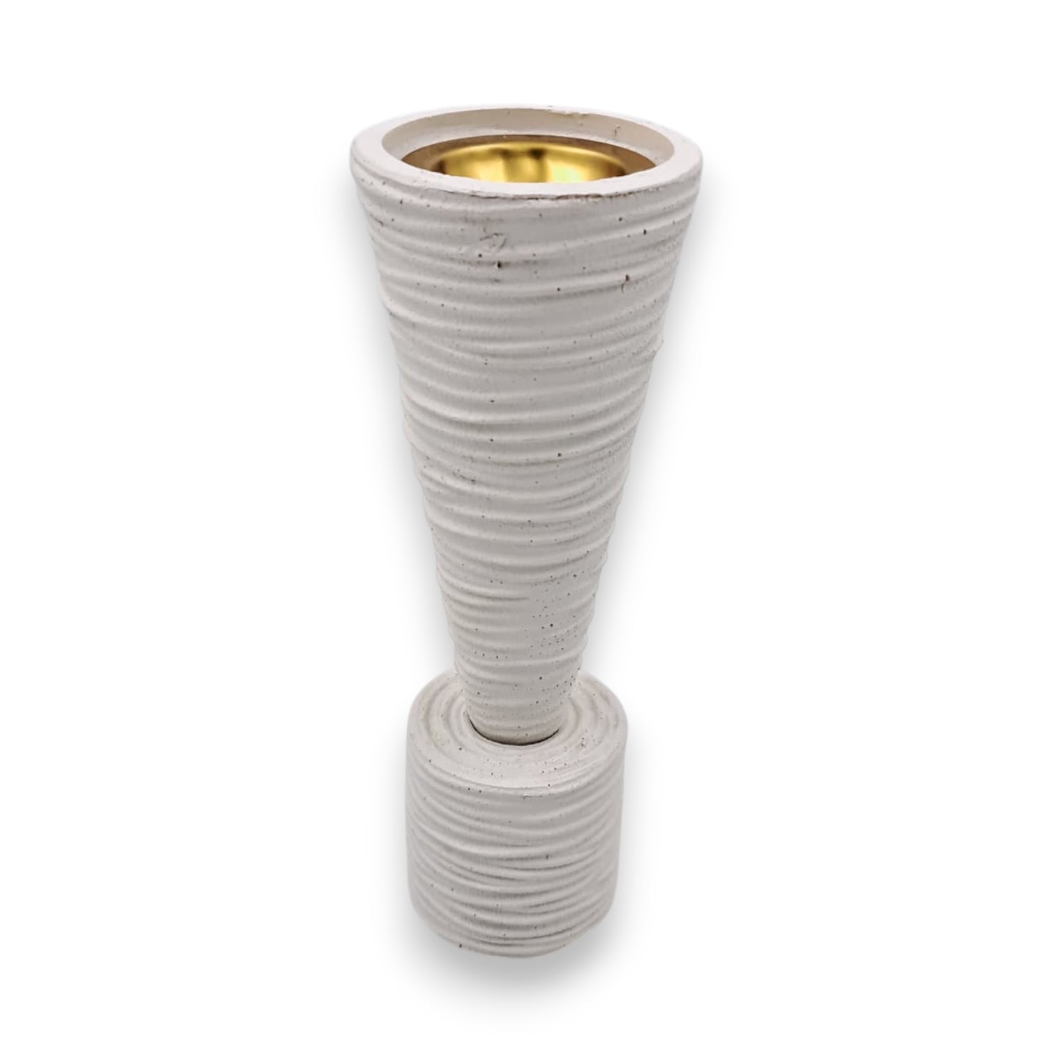 Modern Ribbed Ceramic Incense Burner with Gold Metal Cup – Minimalist Bakhoor & Oud Burner for Home Décor - Damoo