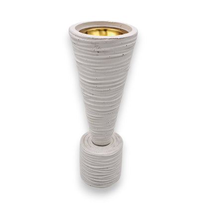 Modern Ribbed Ceramic Incense Burner with Gold Metal Cup – Minimalist Bakhoor & Oud Burner for Home Décor - Damoo