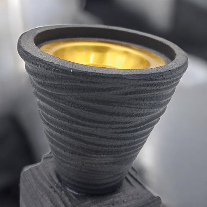 Modern Black Textured Ceramic Bakhoor & Incense Burner with Gold Metal Cup – Minimalist Arabic Incense Holder for Home Décor & Gifting - Damoo