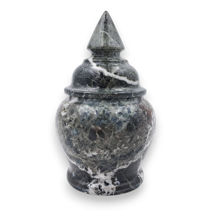 Luxury Hand-Carved Natural Marble Storage Jar with Lid – Elegant Decorative Organizer for Home & Majlis - Damoo
