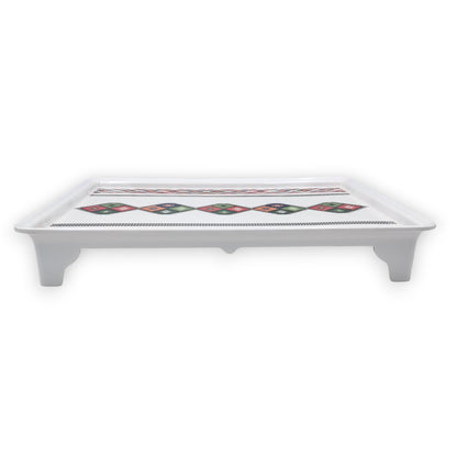 Decorative Serving Tray with Traditional Design – Large Rectangular Tray with Handles for Kitchen & Dining - Damoo