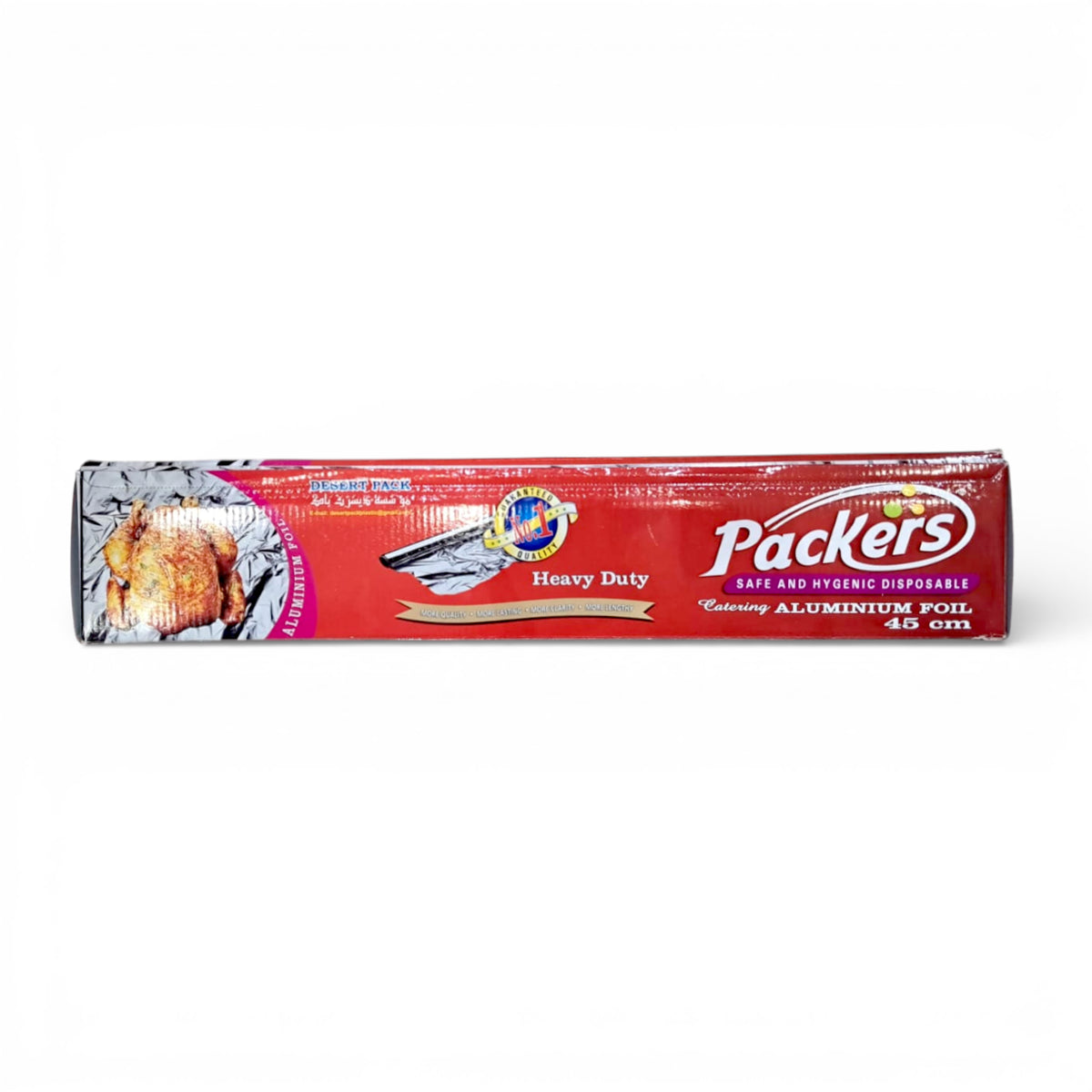 Packers Heavy Duty Catering Aluminium Foil 45cm – Safe & Hygienic Disposable Foil for Cooking, Baking, Wrapping & Food Storage - Damoo