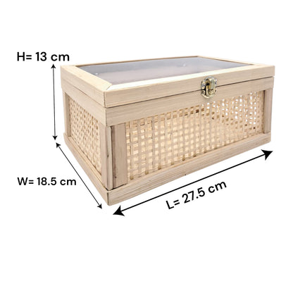 Natural Bamboo Storage Box with Lid & Lock – Multi-Purpose Organizer for Home, Kitchen, Bathroom & Gifting - Damoo