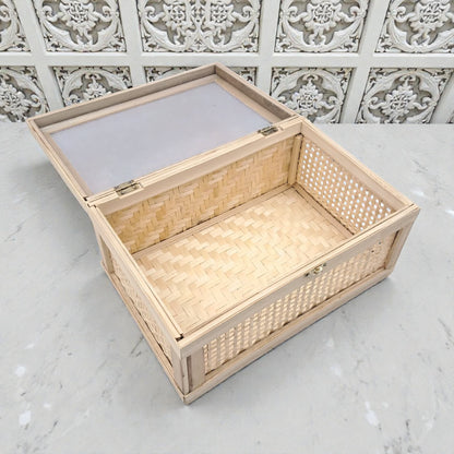 Natural Bamboo Storage Box with Lid & Lock – Multi-Purpose Organizer for Home, Kitchen, Bathroom & Gifting - Damoo