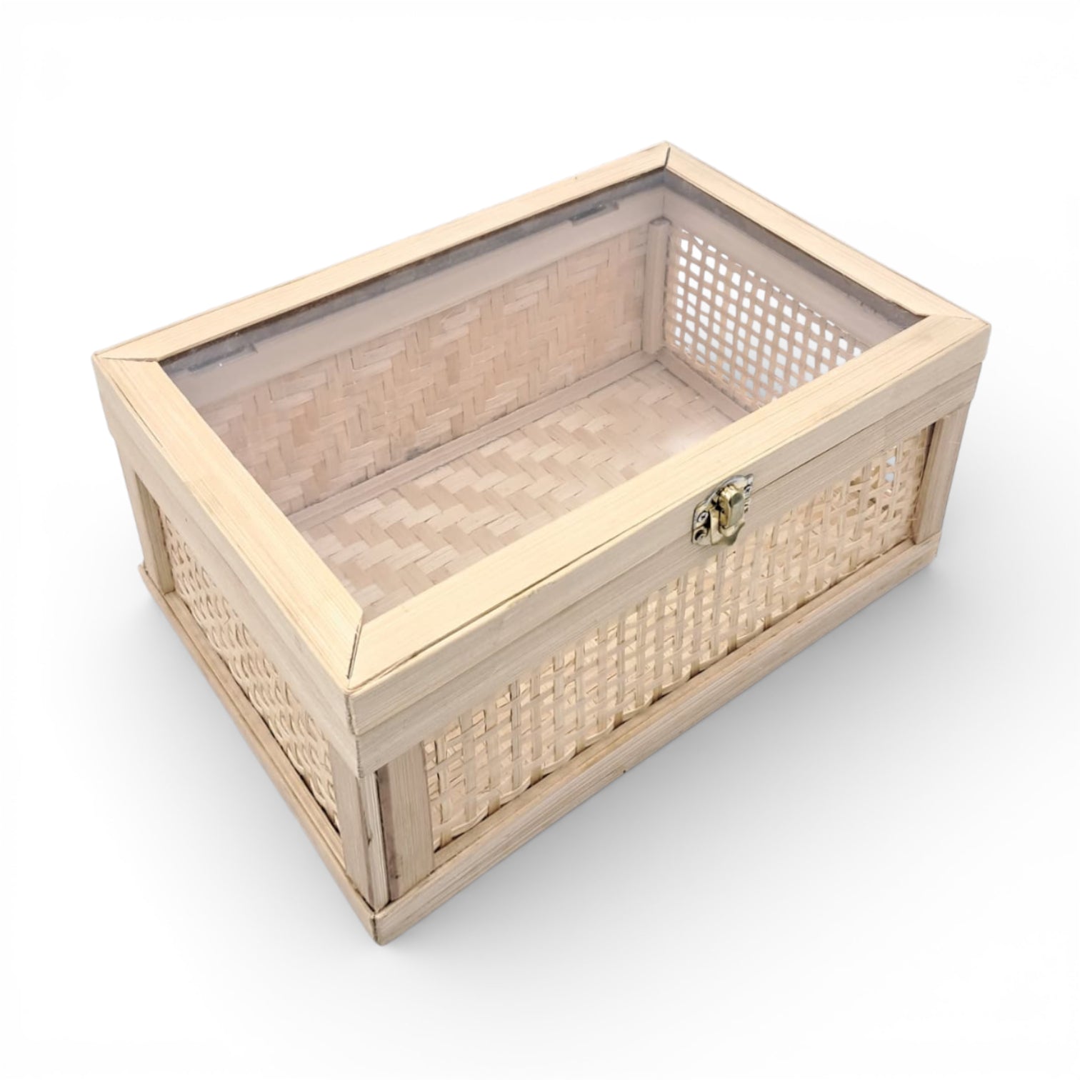 Natural Bamboo Storage Box with Lid & Lock – Multi-Purpose Organizer for Home, Kitchen, Bathroom & Gifting - Damoo