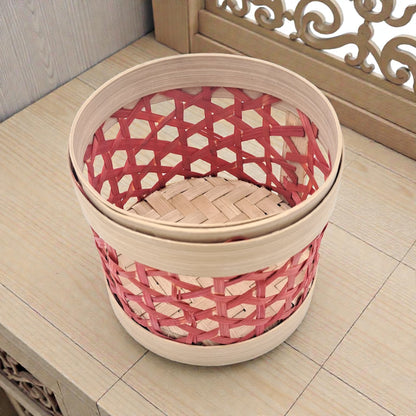 Handwoven Bamboo Storage Basket with Lid for Ramadan Serving & Décor | Multipurpose Date, Sweet & Gift Container - Damoo