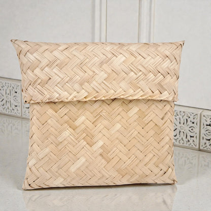 Handwoven Bamboo Storage Pouch with Fold-Over Flap – Traditional and Multipurpose Use - Damoo