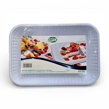 HTE Rectangular Plastic Food Container with Ribbed Edges – Multi-Purpose Serving & Storage Tray - Damoo
