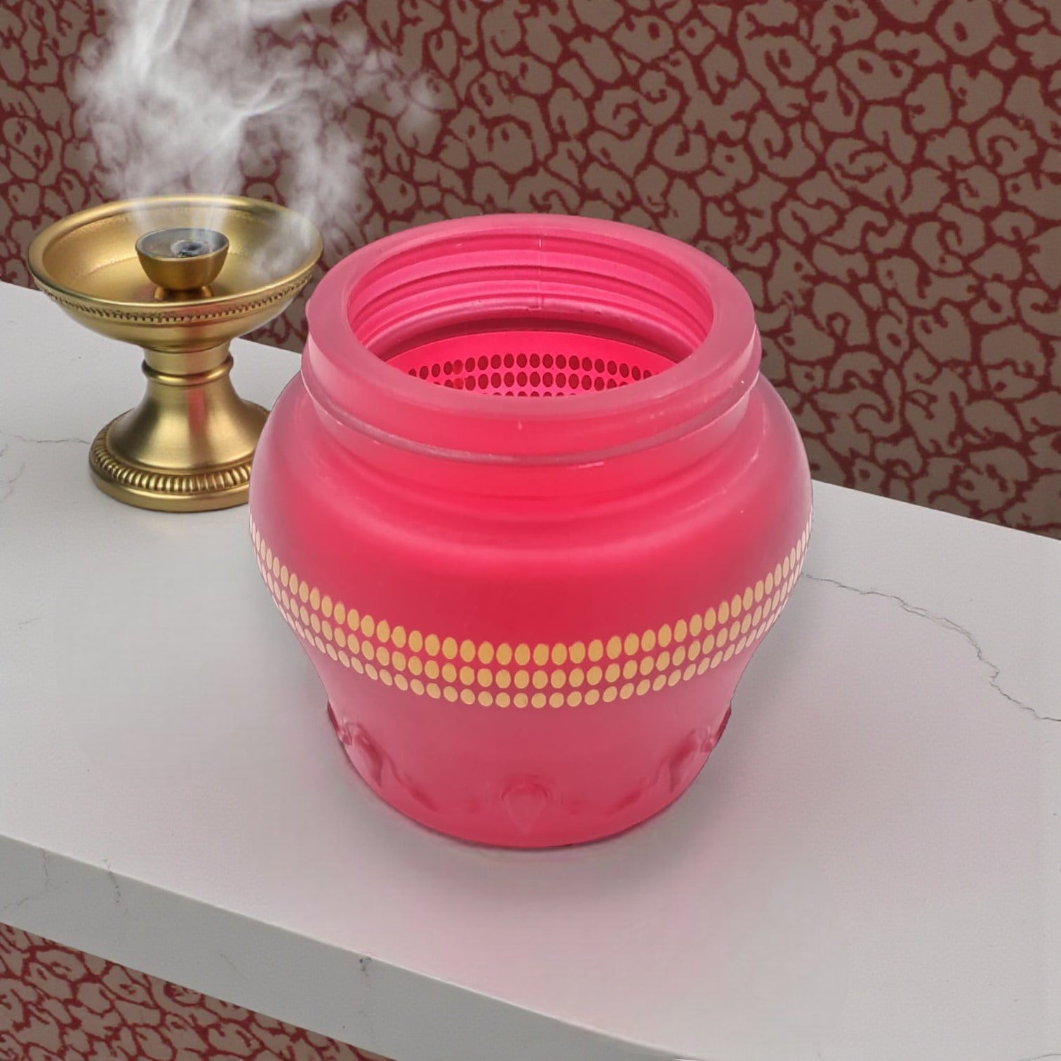 Decorative Bukhoor Incense Storage Jar with Lid, Reusable Home Fragrance Container for Oud, Bakhoor & Aromatic Resins (6H x 7L x 7W CM) - Damoo