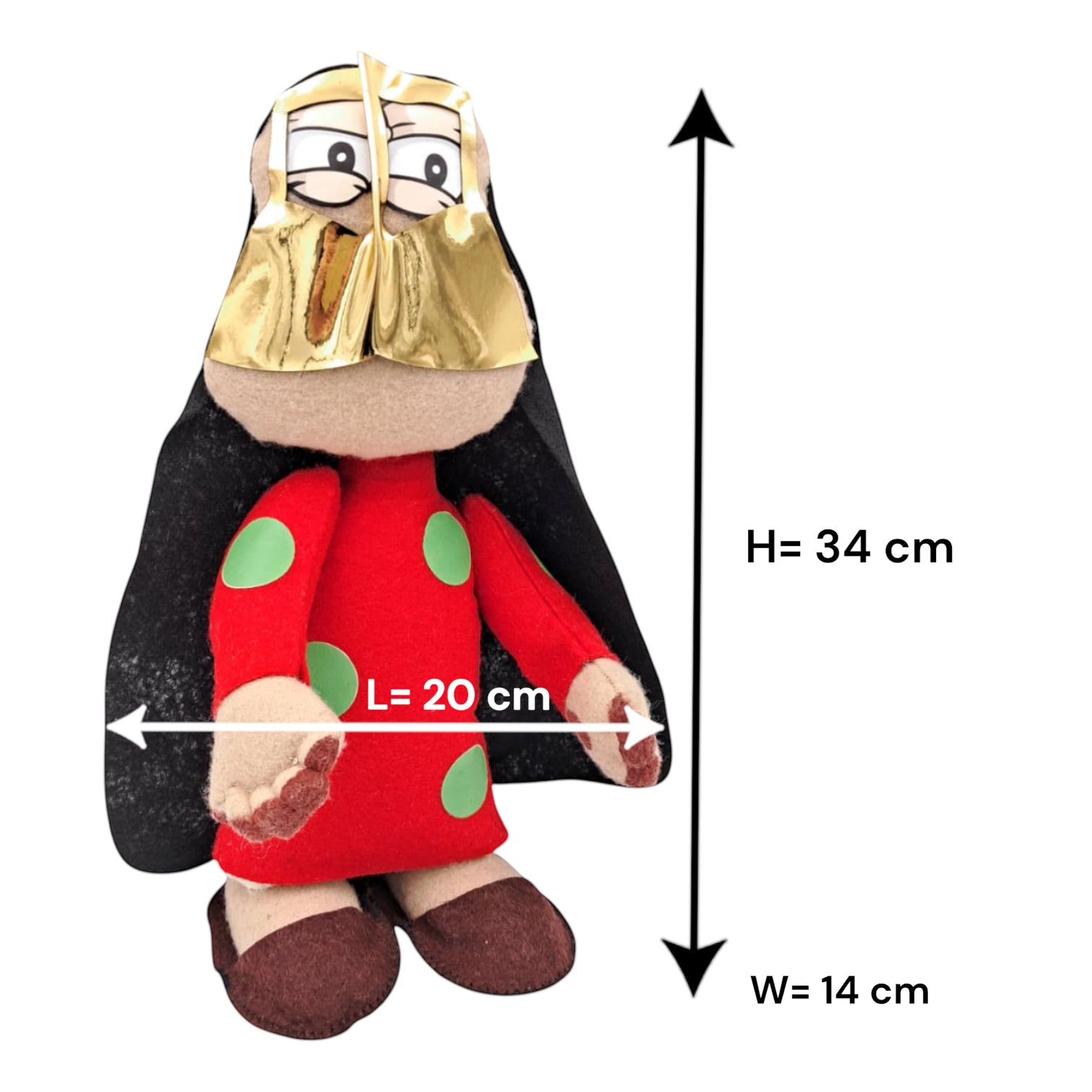 Freej Um Saeed Traditional Emirati Doll – Authentic Heritage Character Figure for Haq Al Lail, National Day & Cultural Décor, Soft Plush Collectible Inspired by Emirati TV Icon (34H x 20L × 14W CM) - Damoo