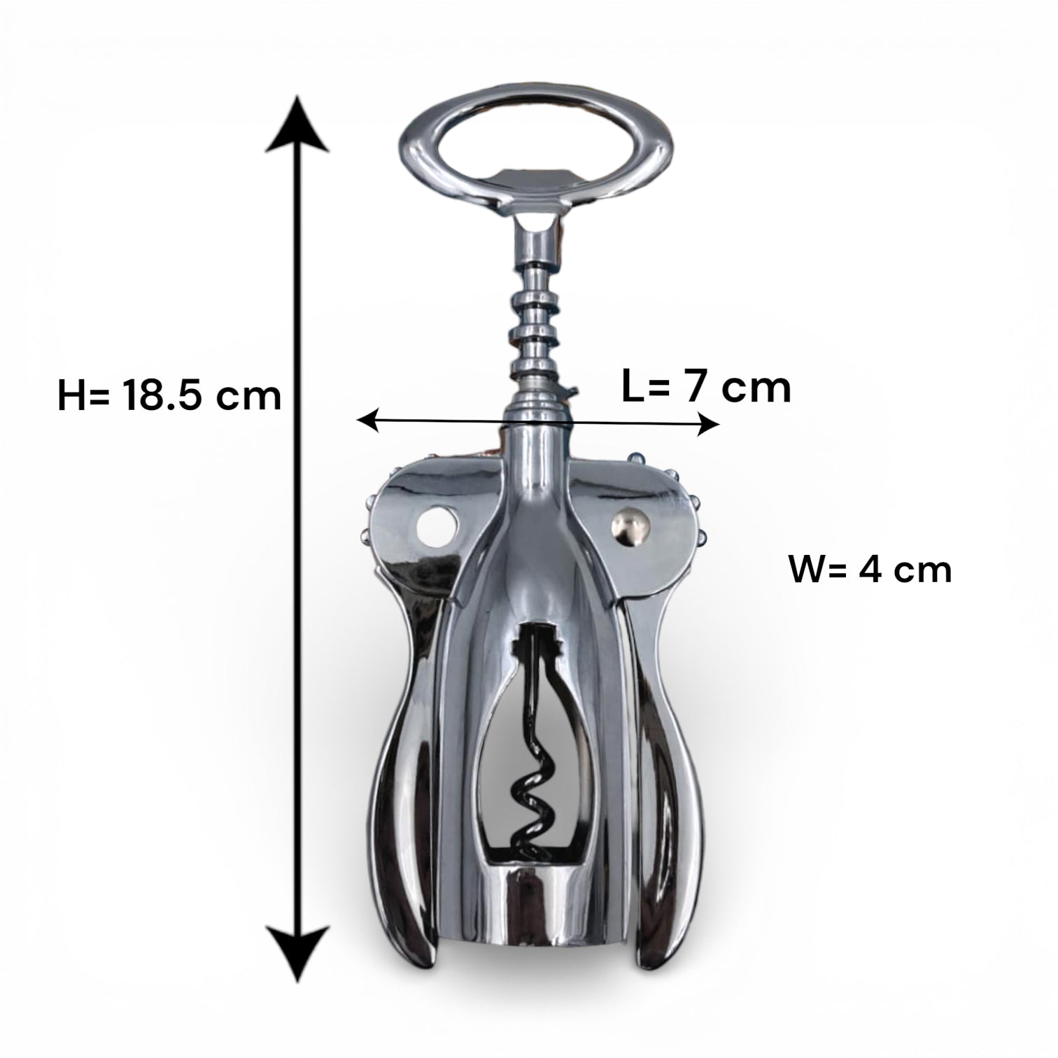 TAI YING Top Choice Metal Corkscrew Bottle Opener with Wing Handles & Spiral Screw (18.5H x 7L × 4W CM) - Damoo