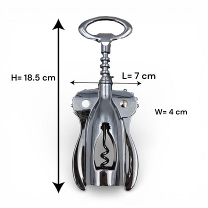 TAI YING Top Choice Metal Corkscrew Bottle Opener with Wing Handles & Spiral Screw (18.5H x 7L × 4W CM) - Damoo