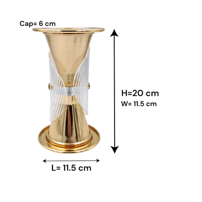 Luxury Metal & Clear Ribbed Glass Bakhoor Incense Burner with Ventilated Cap – Elegant Arabic Oud & Incense Holder for Majlis, Ramadan & Home Décor (20H x 11.5L × 11.5W CM) - Damoo