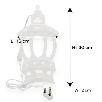 LED Lantern Wall Décor Light – Islamic Arabic Style Plug-In Decorative Light for Home & Festive Ambience (30H x 16L × 2W CM) - Damoo