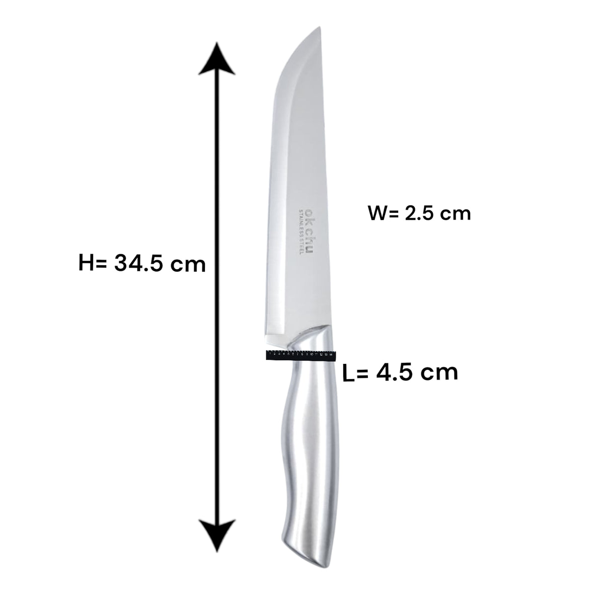 OK Chu Stainless Steel Kitchen Knife with Ergonomic Handle – Sharp Precision Blade, Durable & Rust Resistant Chef Knife for Everyday Cooking (34.5H × 2.5W CM) - Damoo