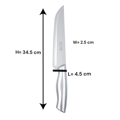 OK Chu Stainless Steel Kitchen Knife with Ergonomic Handle – Sharp Precision Blade, Durable & Rust Resistant Chef Knife for Everyday Cooking (34.5H × 2.5W CM) - Damoo