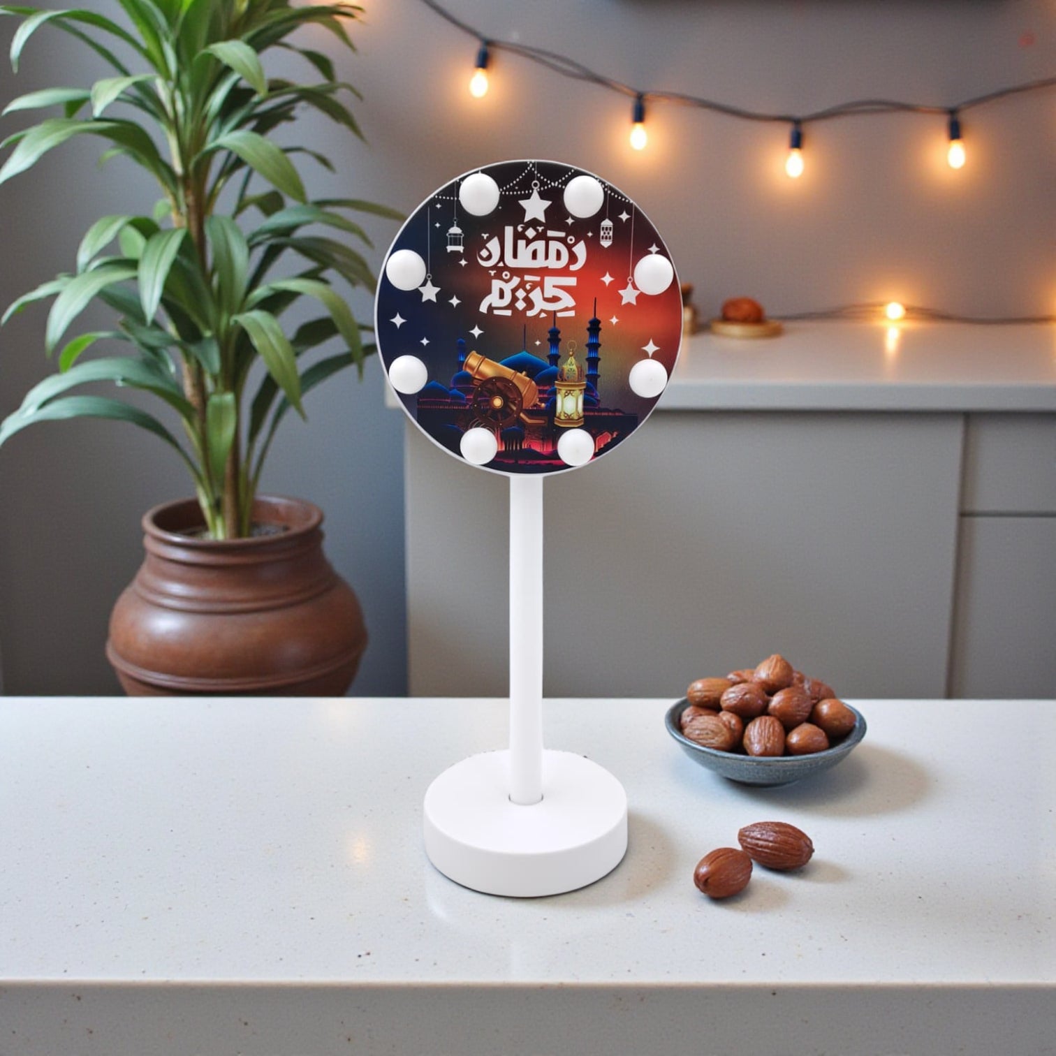 Ramadan Kareem LED Table Lamp with Stand – Islamic Night Light for Home Décor (28.5H × 12L × 9W CM) - Damoo