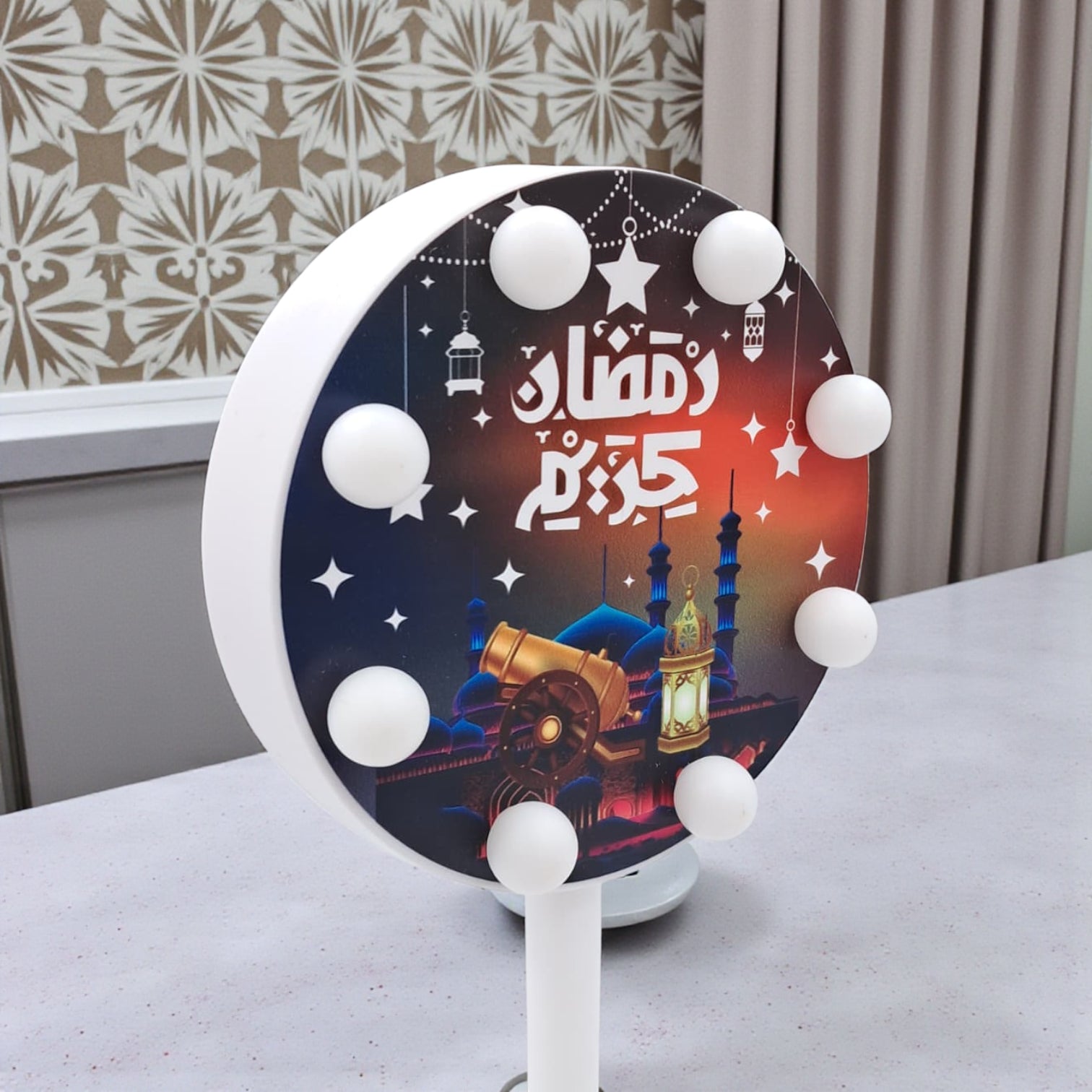 Ramadan Kareem LED Table Lamp with Stand – Islamic Night Light for Home Décor (28.5H × 12L × 9W CM) - Damoo