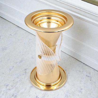 Luxury Metal & Clear Ribbed Glass Bakhoor Incense Burner with Ventilated Cap – Elegant Arabic Oud & Incense Holder for Majlis, Ramadan & Home Décor (20H x 11.5L × 11.5W CM) - Damoo