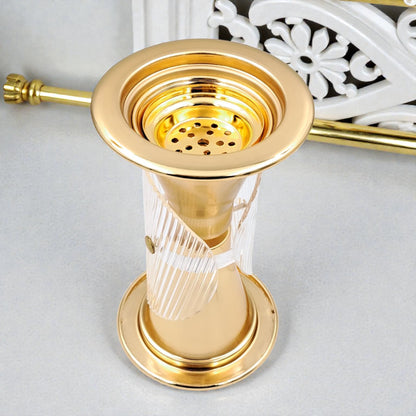 Luxury Metal & Clear Ribbed Glass Bakhoor Incense Burner with Ventilated Cap – Elegant Arabic Oud & Incense Holder for Majlis, Ramadan & Home Décor (20H x 11.5L × 11.5W CM) - Damoo
