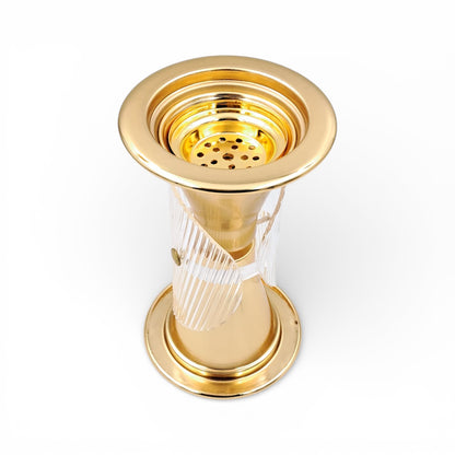 Luxury Metal & Clear Ribbed Glass Bakhoor Incense Burner with Ventilated Cap – Elegant Arabic Oud & Incense Holder for Majlis, Ramadan & Home Décor (20H x 11.5L × 11.5W CM) - Damoo