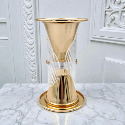 Luxury Metal & Clear Ribbed Glass Bakhoor Incense Burner with Ventilated Cap – Elegant Arabic Oud & Incense Holder for Majlis, Ramadan & Home Décor (20H x 11.5L × 11.5W CM) - Damoo