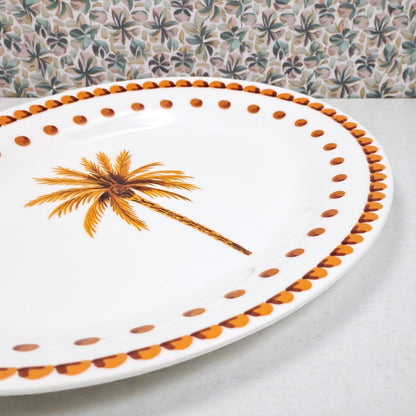 Palm Tree Ceramic Serving Plate – Traditional Arabic Design Tableware for Majlis Hosting, Desserts, Dates, Pastries & Festive Table Settings - Damoo