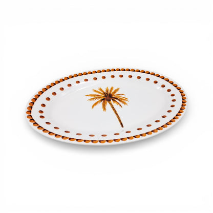 Palm Tree Ceramic Serving Plate – Traditional Arabic Design Tableware for Majlis Hosting, Desserts, Dates, Pastries & Festive Table Settings - Damoo