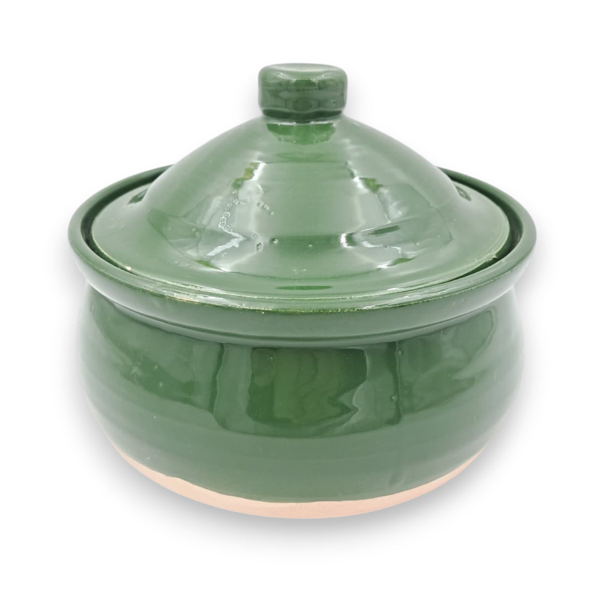 Green Glazed Ceramic Storage Pot with Lid – Multipurpose Kitchen Container for Sugar, Spices & Dry Food (17H x 20L × 20W CM) - Damoo