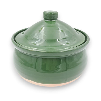 Green Glazed Ceramic Storage Pot with Lid – Multipurpose Kitchen Container for Sugar, Spices & Dry Food (17H x 20L × 20W CM) - Damoo