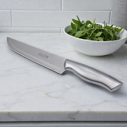 OK Chu Stainless Steel Kitchen Knife with Ergonomic Handle – Sharp Precision Blade, Durable & Rust Resistant Chef Knife for Everyday Cooking (34.5H × 2.5W CM) - Damoo
