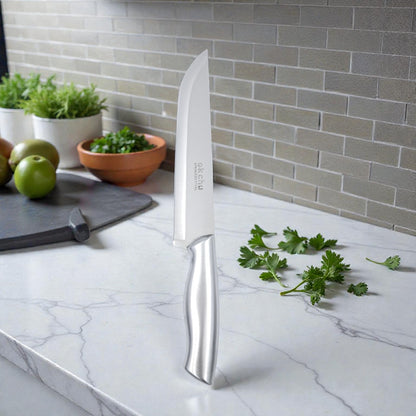 OK Chu Stainless Steel Kitchen Knife with Ergonomic Handle – Sharp Precision Blade, Durable & Rust Resistant Chef Knife for Everyday Cooking (34.5H × 2.5W CM) - Damoo